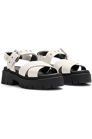 HUGO BOSS Sandalen aus Veloursleder mit Riemen mit Schließe und dicker Sohle