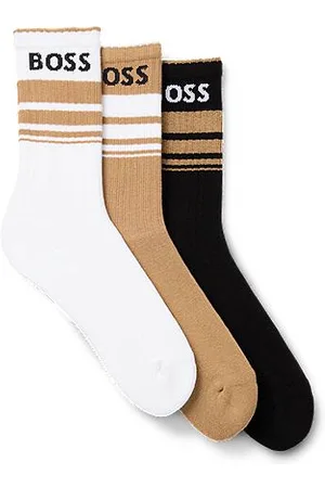 HUGO BOSS Kurze Socken mit Streifen und Logos im Dreier-Pack