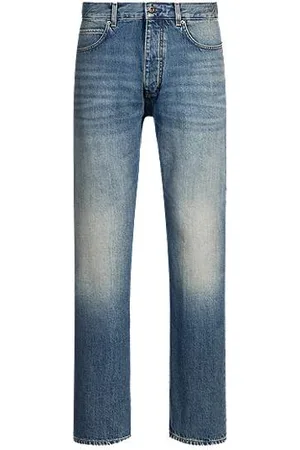 HUGO BOSS Regular-Fit Jeans aus mittelblauem Stone-washed-Denim