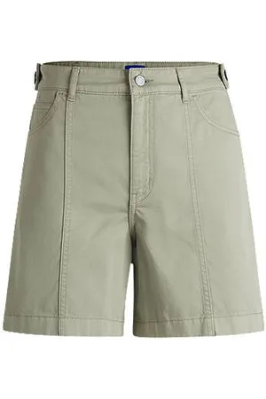 HUGO BOSS Shorts aus Baumwoll-Twill mit seitlichen Reißverschlüssen