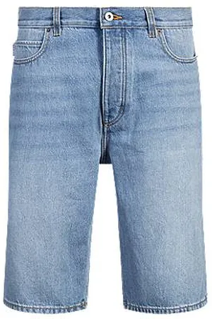 HUGO BOSS Straight-Fit Shorts aus blauem Stone-washed-Denim