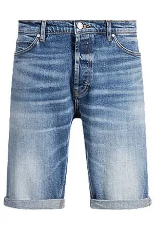 HUGO BOSS Blaue Tapered-Fit Shorts aus bequemem Stretch-Denim