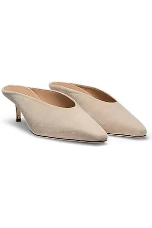 HUGO BOSS Mules aus Veloursleder mit Pfennigabsatz und Double-B-Monogramm