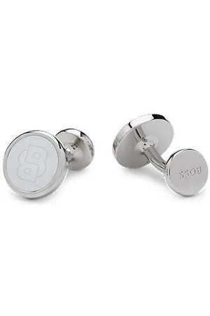 HUGO BOSS Runde Manschettenknöpfe aus Messing mit Double-B-Monogramm