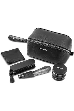 HUGO BOSS Schuhpflege-Set in einer Tasche aus genarbtem Kunstleder
