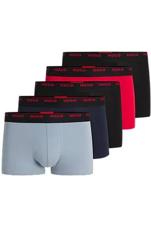 HUGO BOSS Fünfer-Pack eng anliegende Boxershorts aus Stretch-Baumwolle mit kurzem Bein und Logos am Bund