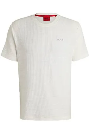 HUGO BOSS Pyjama-Shirt mit Waffelstruktur und Logo-Stickerei