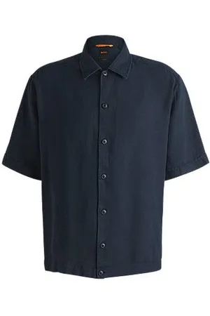 HUGO BOSS Relaxed-Fit Hemd aus Leinen mit tonalen Nähten