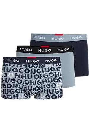 HUGO BOSS Dreier-Pack eng anliegende Boxershorts aus Stretch-Baumwolle mit kurzem Bein und Logo-Bund