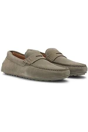 HUGO BOSS In Portugal gefertigte Mokassins aus Veloursleder mit Pennyloafer-Detail