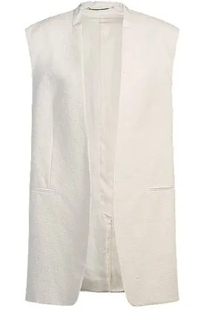 HUGO BOSS Ärmelloser Relaxed-Fit Blazer aus italienischem Baumwoll-Mix mit Bouclé-Struktur