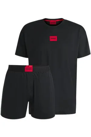 HUGO BOSS Pyjama aus Baumwoll-Modal-Mix mit roten Logo-Labels