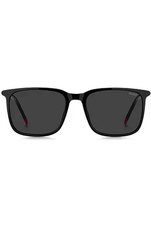 HUGO BOSS Sonnenbrille aus schwarzem Acetat mit röhrenförmigen Metallbügeln