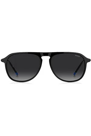 HUGO BOSS Sonnenbrille aus schwarzem Acetat mit röhrenförmigen Metallbügeln