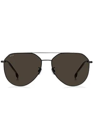 HUGO BOSS Sonnenbrille aus schwarzem Metall mit Titan-Bügeln