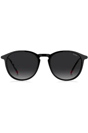 HUGO BOSS Sonnenbrille aus schwarzem Acetat mit röhrenförmigen Metallbügeln