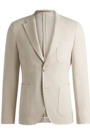 HUGO BOSS Gemustertes Slim-Fit Sakko aus Leinen-Mix mit Baumwolle