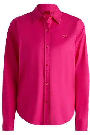 HUGO BOSS Regular-Fit Bluse aus elastischem Baumwoll-Canvas