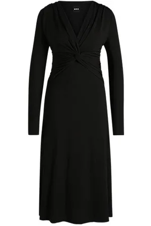 HUGO BOSS Kleid aus Stretch-Krepp mit Twist-Vorderseite