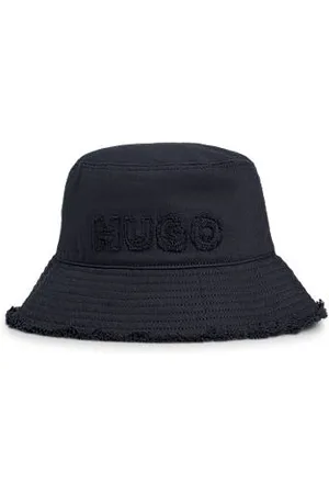 HUGO BOSS Fischerhut aus Baumwolle mit Logo und Fransen