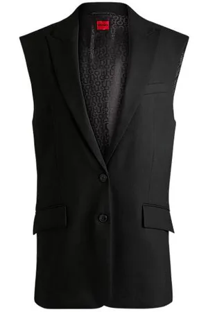 HUGO BOSS Oversized Weste aus Leinen-Mix