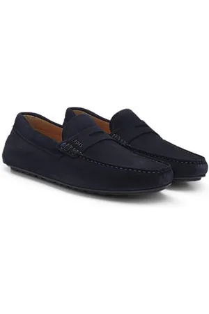 HUGO BOSS In Portugal gefertigte Mokassins aus Veloursleder mit Pennyloafer-Detail