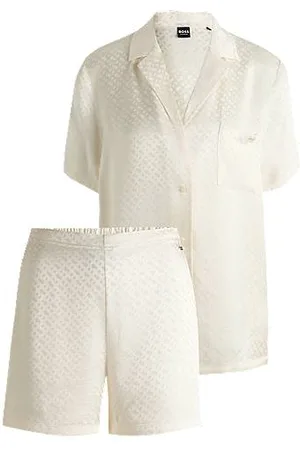 HUGO BOSS Kurzer Pyjama aus Satin mit Monogramm-Jacquard