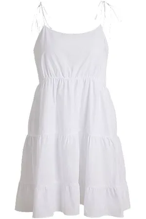 HUGO BOSS Gestuftes Kleid aus Baumwolle mit Bindebändern
