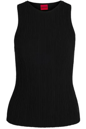 HUGO BOSS Racerback-Top aus geripptem Krepp