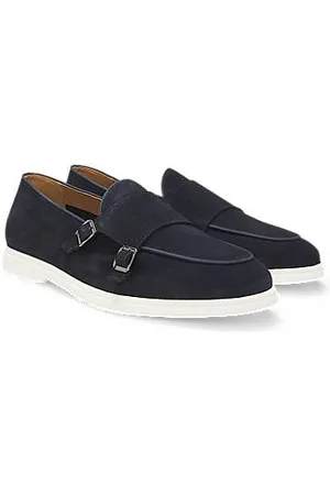 HUGO BOSS Monkstraps aus Veloursleder mit kontrastierender Sohle