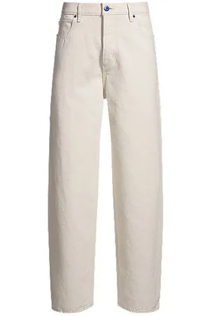 HUGO BOSS Straight-Fit Jeans aus ecrufarbenem Denim mit Carpenter-Tasche