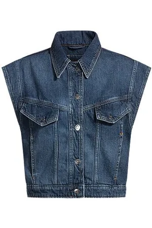 HUGO BOSS Ärmellose Jacke im Boxy-Fit aus indigoblauem Denim