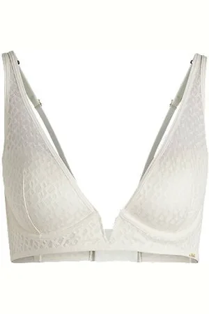 HUGO BOSS Triangel-BH aus Monogramm-Spitze mit Metall-Logo