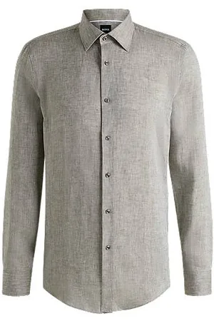 HUGO BOSS Slim-Fit Hemd aus in Italien gefertigtem Leinen