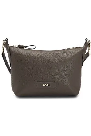 HUGO BOSS Umhängetasche aus genarbtem Leder mit Logo-Schriftzug