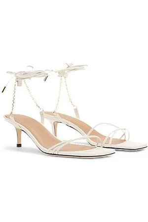 HUGO BOSS Ledersandalen mit goldfarbener Kette