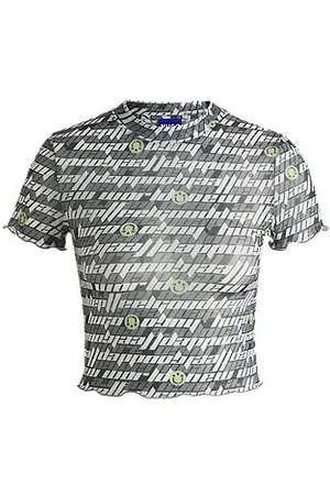 HUGO BOSS Top aus Stretch-Mesh mit Logo-Print