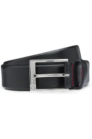 HUGO BOSS Gürtel aus genarbtem Leder mit Logo-Gravur an der Schließe