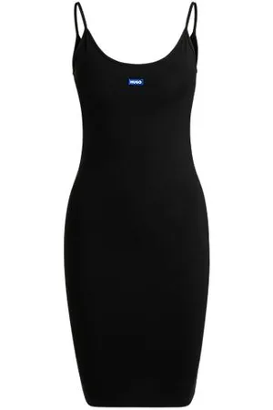 HUGO BOSS Bodycon-Kleid aus Stretch-Baumwolle mit Logo-Aufnäher