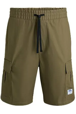 HUGO BOSS Shorts aus strukturierter Baumwolle mit Tunnelzug und Logo-Aufnäher