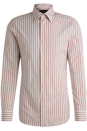 HUGO BOSS Slim-Fit Hemd mit Streifen aus in Italien gefertigter Baumwolle
