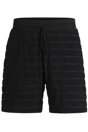 HUGO BOSS Relaxed-Fit Shorts aus Baumwoll-Frottee mit Streifen-Muster