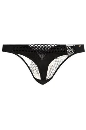 HUGO BOSS String mit Ajour-Details und Double-B-Monogramm-Besatz