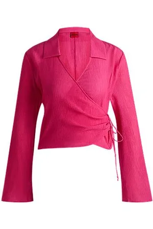 HUGO BOSS Regular-Fit Bluse mit Wickelfront