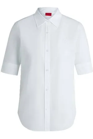 HUGO BOSS Regular-Fit Bluse aus Baumwoll-Canvas