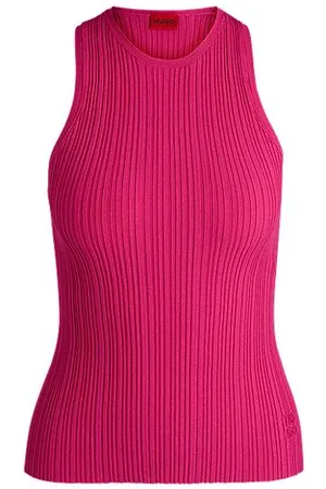 HUGO BOSS Racerback-Top aus geripptem Krepp