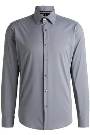HUGO BOSS Regular-Fit Hemd aus strukturiertem Material-Mix mit Elasthan