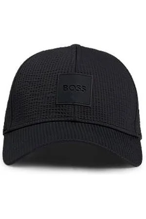 HUGO BOSS Seersucker-Cap mit Logo-Aufnäher