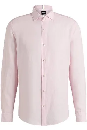 HUGO BOSS Casual-Fit Hemd aus Leinen mit Cutaway-Kragen