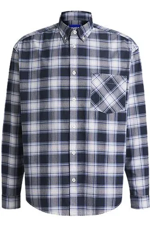HUGO BOSS Oversized Hemd aus karierter Oxford-Baumwolle